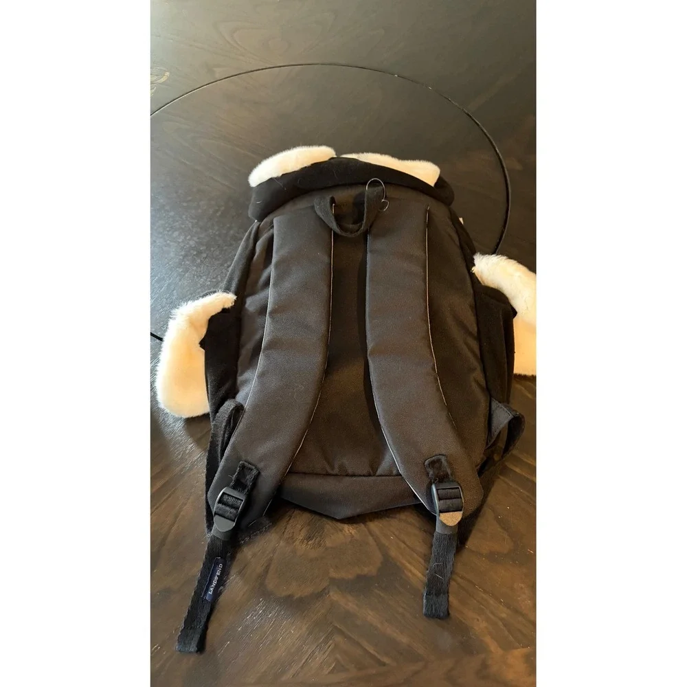 Lands' End Penguin Backpack Kids Small Black Excellent Faux Fur Animal Bag
